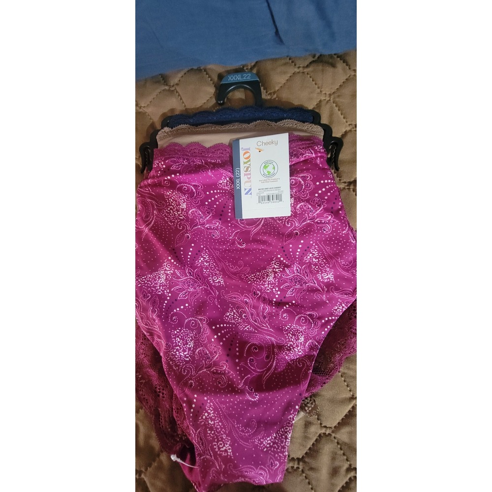Joyspun Cheeky Micro and Lace, Navy, Borwn, Blackberry Size 3XL